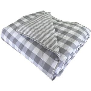 Catherine Lansfield Check and Stripe dekbed 240x220 grijs