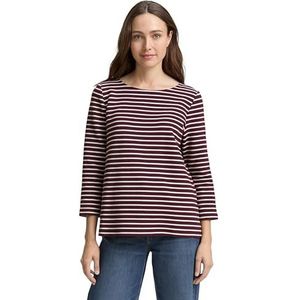 TOM TAILOR T-shirt voor dames, 38900 - Bordeaux Offwhite Stripe, XXL