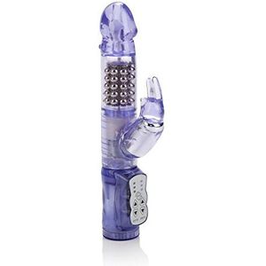 Waterproof Jack Rabbit, vibrator met clitoris stimulatie, waterdicht, 5 rijen paarse kralen
