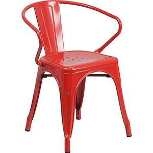 Flash Furniture Metal Chair met armen outdoor 4 Pack rood