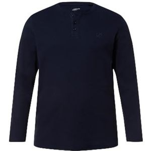 JP 1880 Herenkleding Big & Tall Plus Size L-8XL Pyjama top, loungewear, wafeltextuur, Henley, lange mouwen, tot 8 XL 822048, Donkerblauw, XL