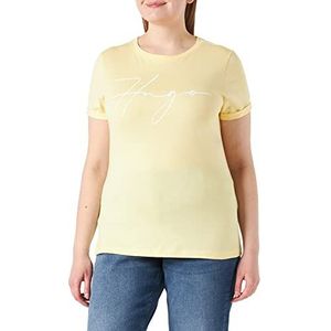 HUGO T-shirt voor dames, Light/Pastel Yellow744, XL