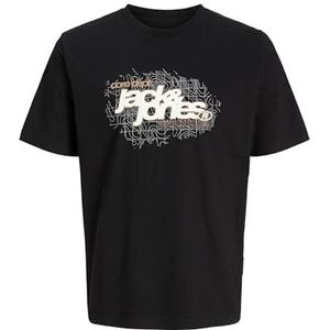 JACK & JONES Junior Jcogrid Branding Tee Ss Crew Neck Jnr, zwart, 164