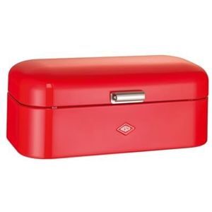 Wesco Grandy broodtrommel in de kleur rood, gepoedercoat plaatstaal, ventilatiegaten en stevige handgreep, 41 x 25,5 x 16,5 cm
