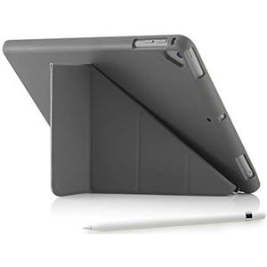 Pipetto Origami Pencil iPad Case 9,7 inch (2017/2018) 6e generatie & Air 1 | Schokbestendig TPU met 5 in 1 standaard | Donkergrijs met Apple Pencil Storage