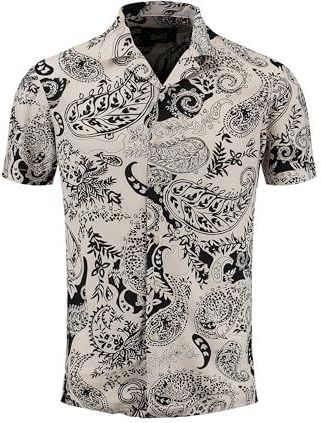Overhemd - Keys - Paisley - Viscose - Kwartmouw