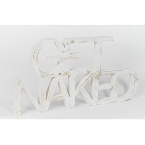 Bord van hout met opschrift Get Naked – ideaal voor de badkamer, decoratieve belettering handgemaakt