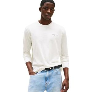 TOMMY JEANS Heren TJM Slim Chest Linear LS TEE EXT DM0DM21594, Wit, XS, Wit (Ecru), XS
