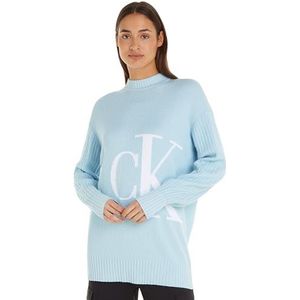 Calvin Klein Jeans Dames opgeblazen uit geplaatste Ck trui truien, Keepsake Blauw, L