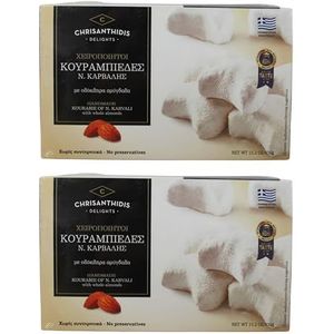 Chrisanthidis Delights Traditioneel Grieks zandkoekje Kourabie met amandelen, 430 g nettogewicht (pak van 2)
