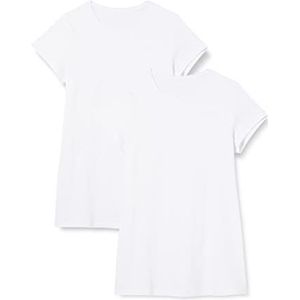 FM London Casual T-shirt jurk voor dames - comfortabel design, korte mouw, zeer zacht, Wit., 34