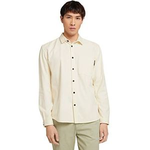 TOM TAILOR Denim Uomini Twill overhemd met borstzak 1029822, 13808 - Creme, XL