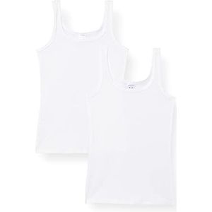 Schiesser Meisjesonderhemd 2-pack tanktop - 95/5 biologisch katoen, wit, 152 cm