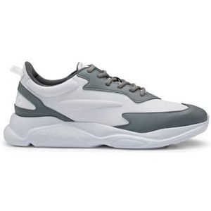 HUGO Leon Runn sneakers voor heren, geïnspireerd op hardloopschoenen met contrasterende details, Open Grijs, 41 EU