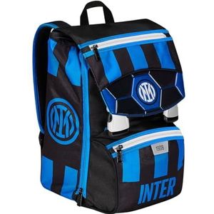 SEVEN Schoolrugzak, uitbreidbaar F.C. Inter voetbal - tot Victoria - zwart blauw - dubbele rugzak met ritssluiting en vak voor drinkfles, kinderrugzak, Zwart Blauw, Eén maat, Rugzak