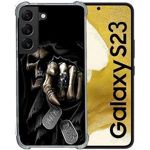 Cokitec Beschermhoes van gehard glas voor Samsung Galaxy S23, motief: doodskop