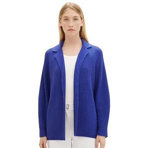 TOM TAILOR Cardigan voor dames, gebreid vest met structuur, 33965 - Crest Blue Melange, XXL