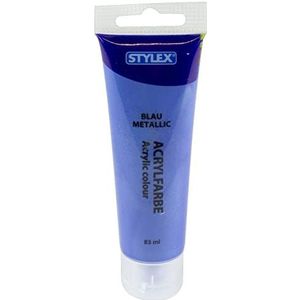 Stylex 28766 Acrylverf blauw metallic, 83 ml tube, matte verfverf op waterbasis voor schilderen en knutselen, geschikt voor vele ondergronden, sterk gepigmenteerd en waterdicht