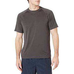 Amazon Essentials Men's Sneldrogend zwemshirt met korte mouwen (UPF 50), Donker Grijs, S