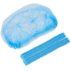 Kinbontop premium witte operatiemutsen - Niet-geweven hygiënische haarnetjes, wegwerp clipcap-mutsen, blauw (100 stuks)