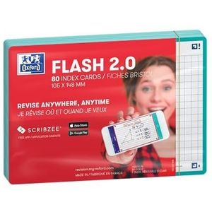 Oxford Flash 2.0 Flashcards A6 geruit 5mm mint groen pak 80 kaartjes