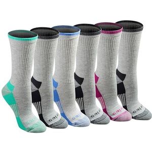 Dickies Dri-tech Essential Moisture Control Crew sokken voor dames, verkrijgbaar in S-XL (6, 12 paar), Grijs Assortiment (6 paar), Large