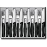 Victorinox, 6.7833.12, Swiss Classic, Tafelbesteck, Extra scharfe Klinge, mit Wellenschliff, robuster Kunststoff-Griff, Schwarz, Made in Switzerland, Spülmaschinengeeignet