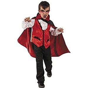 Robijnen Graaf Dracula-kostuum voor jongens, jurk met wit overhemd, vest, cape en broek, officiële robijnen voor Halloween, M (5-7 jaar)