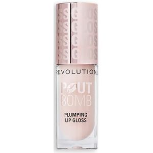 Revolution Beauty Pout Bomb Plumping Lip Gloss, Hoogglans Voor Glanzende, Vollere & Gevulde Lippen Met Hyaluronzuur & Peptiden, Vegan & Dierproefvrij, Transparant Melkachtig Nude