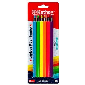 Kathay 86234499 potloden, neonkleuren, jumbo, zachte punt 5 mm