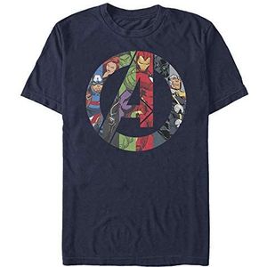 Marvel Classic - Avengers Heroes Icon Unisex Crew neck T-Shirt Navy blue L