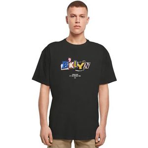 Mister Tee Brklyn T-shirt voor heren, oversized T-shirt, met print, oversized fit, streetwear, zwart, 3XL
