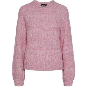PIECES Pcnuella LS O-Neck Knit BC gebreide trui, roze zak/detail: cdan garen gemengd, XL dames, Roze zak/detail: Cdan Yarn Gemengd, XL