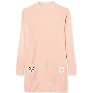 Trendyol Woman Mini-jurk voor meisjes, met ronde hals, Stoffige Roos, 3–4 ans