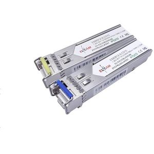 Elfcam® - Set van 2,1,25G SFP-Modules, LC/UPC Single Mode GlasvezelKabelConnector, 10KM DDM, TX 1310nm / RX 1550nm en TX1550nm / RX1310nm