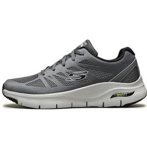 Skechers Arch Fit Charge Back Sneakers voor heren, Houtskool Textiel Synthetische Zwarte Trim, 39.5 EU