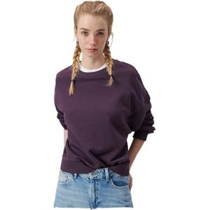 Mavi Dames Basic Crew Neck Sweatshirt, Plum Perfect, L, donkerrood, L