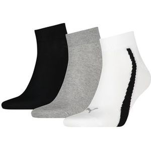 PUMA Unisex Lifestyle Quarter sokken, wit/grijs/zwart, 42 EU