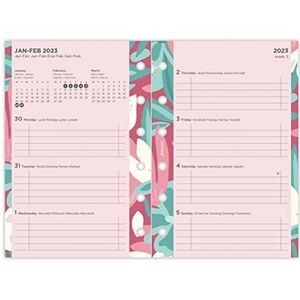 Filofax Pocket Illustrated Diary Floral 1 week op 2 pagina's (meertalig) 2023