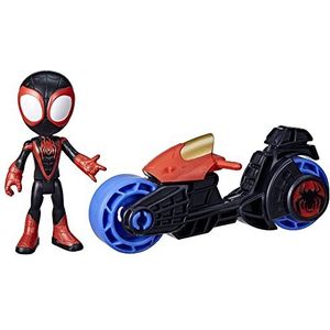 Marvel Spidey and His Amazing Friends, Spider-Man-actiefiguur van Miles Morales met speelgoedmotor, speelgoed voor kinderen vanaf 3 jaar