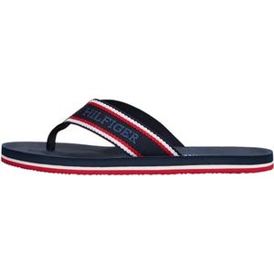 Tommy Hilfiger - Comfort Beach Slippers - Marineblauw/Rood/Wit - 100% Polyester