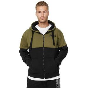 Lonsdale Lucklawhill Sweatshirt met capuchon voor heren, normale pasvorm, Olive/Black/White, M