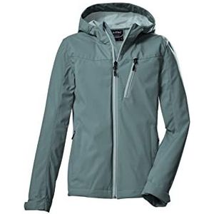 killtec Girl's Softshelljack/outdoorjack met capuchon KOS 235 GRLS SFTSHLL JCKT, steel mint, 116, 40890-000