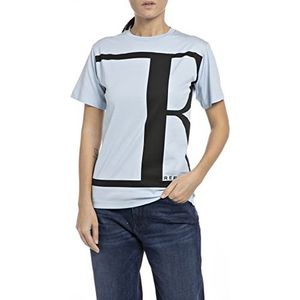 Replay Dames T-shirt korte mouwen met backprint, 686 Azure pastel, XXS