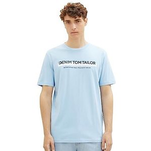 TOM TAILOR-denim Denim slim fit T-shirt voor heren met logoprint van katoen