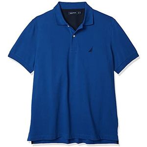 Nautica Poloshirt met korte mouwen voor heren van stevig katoen 17774, Monaco Blue Solid, S