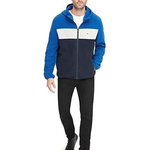 Tommy Hilfiger Performance fleecejack met capuchon voor heren, koningsblauw/wit/marineblauw, S