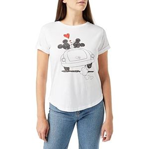Disney Mickey en Minnie Hearts T-shirt voor dames, Wit, 36
