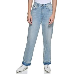 DKNY Dames High Rise Straight Leg Jeans, Light Wash, 31