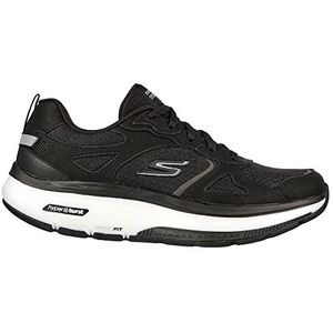 Skechers Go Walk Workout Walker Sneakers voor dames, Zwart leer wit textiel, 36 EU